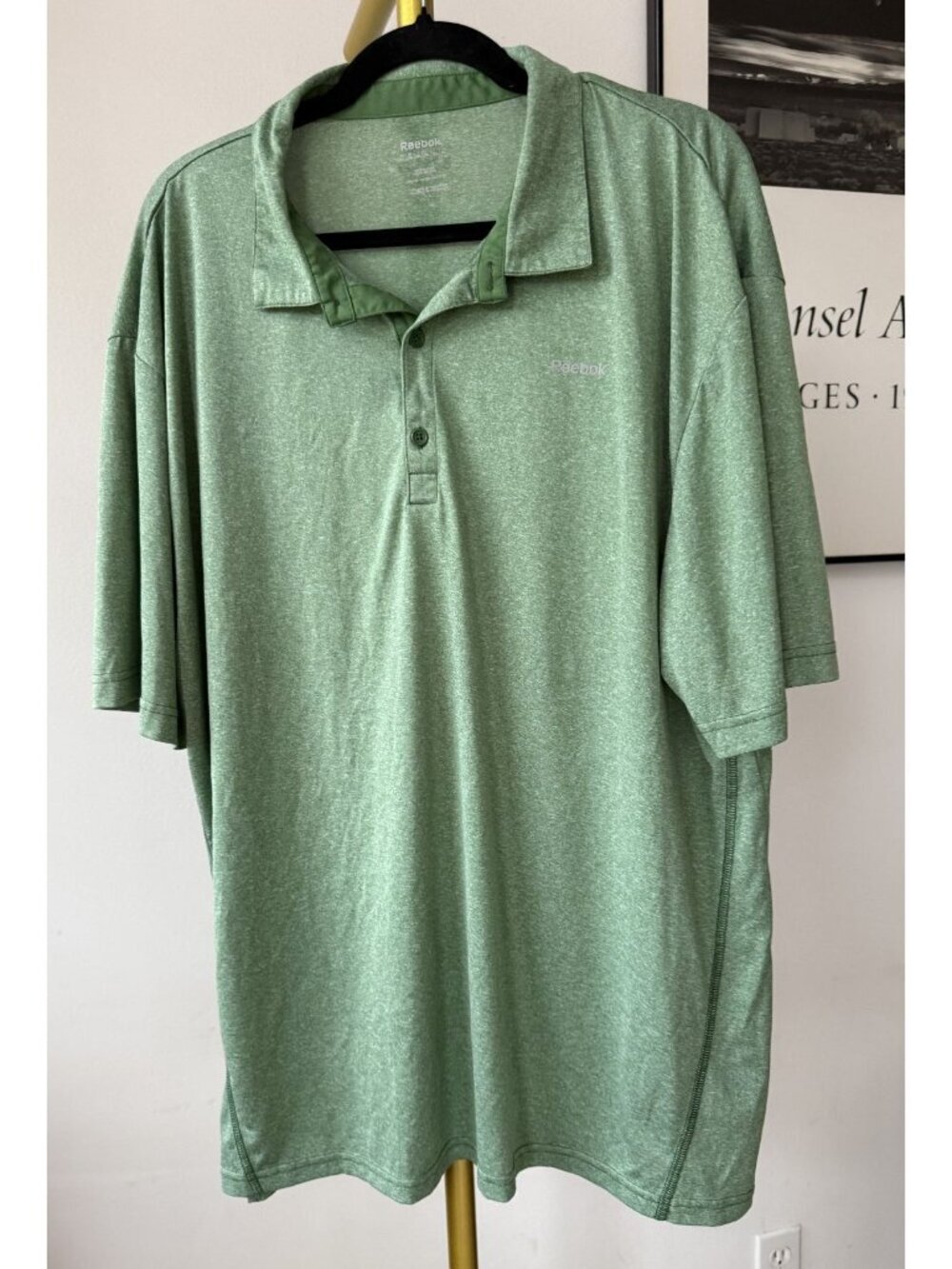 Reebok Golf Polo Mens 2XL Green Performance Shirt Athletic Polyester